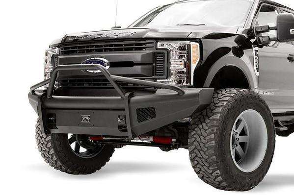 Fab Fours FS17-Q4162-1 Ford F250/F350/F450/F550 Super Duty 2017-2021 Black Steel Elite Front Bumper Pre-Runner Guard-BumperStock