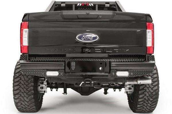 Fab Fours FS17-T4150-1 Ford F250/F350 Super Duty 2017-2021 Black Steel Rear Bumper-BumperStock