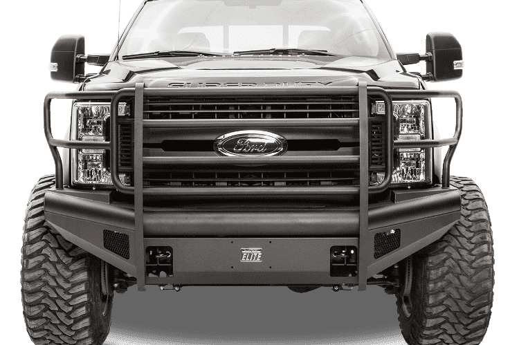 Fab Fours FS99-Q1660-1 Ford F250/F350/F450/F550 Super Duty 1999-2004 Black Steel Elite Front Bumper Full Guard-BumperStock