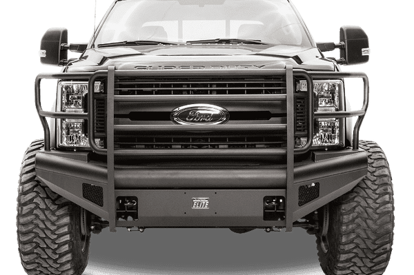 Fab Fours FS99-Q1660-1 Ford F250/F350/F450/F550 Super Duty 1999-2004 Black Steel Elite Front Bumper Full Guard-BumperStock