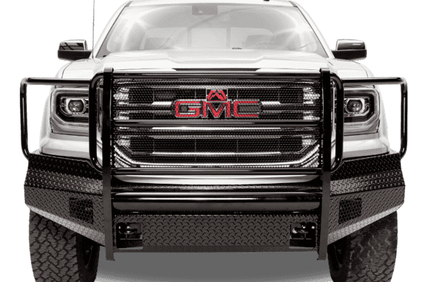 Fab Fours GM07-K2160-1 GMC Sierra 1500 2007-2013 Black Steel Front Bumper Full Guard-BumperStock