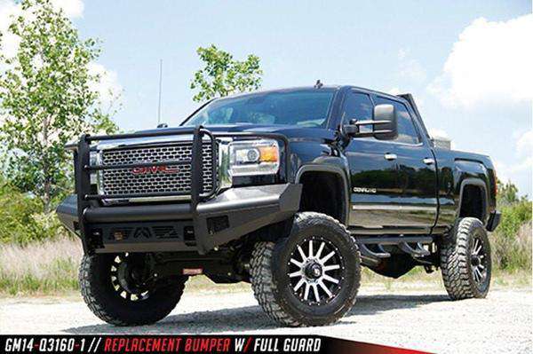 Fab Fours GM14-Q3160-1 GMC Sierra 2500/3500 HD 2015-2019 Black Steel Elite Front Bumper Full Guard-BumperStock