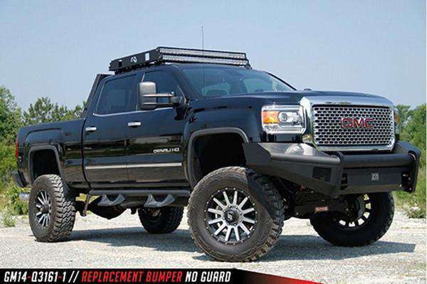 Fab Fours GM14-Q3161-1 GMC Sierra 2500/3500 HD 2015-2019 Black Steel Elite Front Bumper No Guard-BumperStock