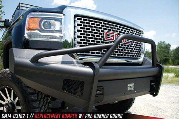 Fab Fours GM14-Q3162-1 GMC Sierra 2500/3500 HD 2015-2019 Black Steel Elite Front Bumper Pre-Runner-BumperStock