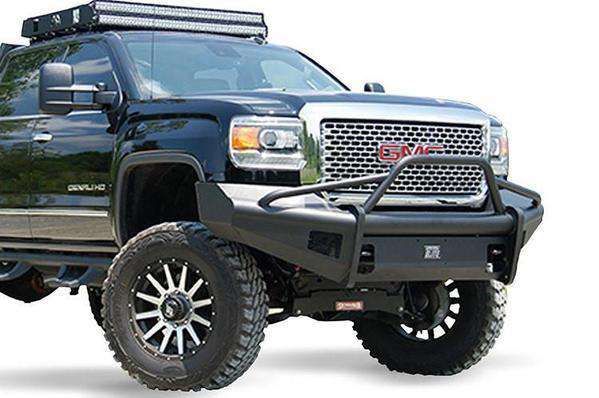 Fab Fours GM14-Q3162-1 GMC Sierra 2500/3500 HD 2015-2019 Black Steel Elite Front Bumper Pre-Runner-BumperStock