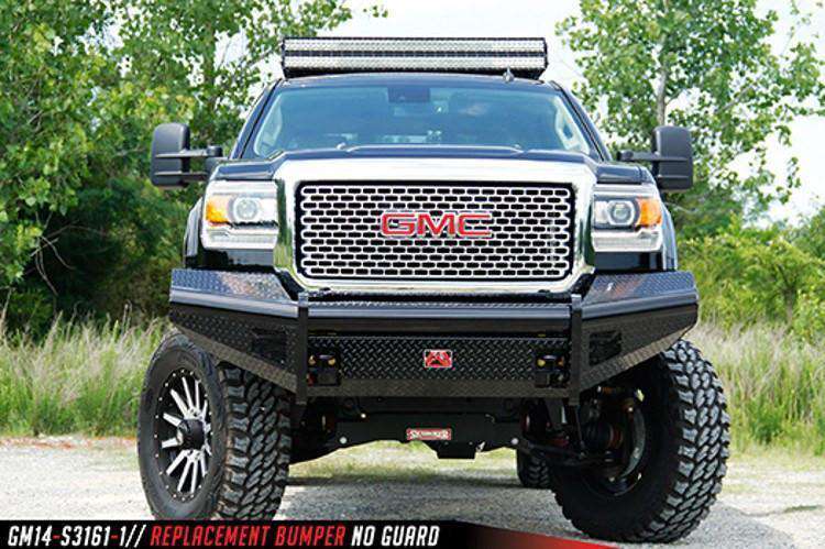 Fab Fours GM14-S3161-1 GMC Sierra 2500/3500 HD 2015-2019 Black Steel Front Bumper No Guard-BumperStock