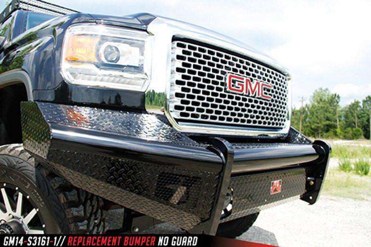 Fab Fours GM14-S3161-1 GMC Sierra 2500/3500 HD 2015-2019 Black Steel Front Bumper No Guard-BumperStock