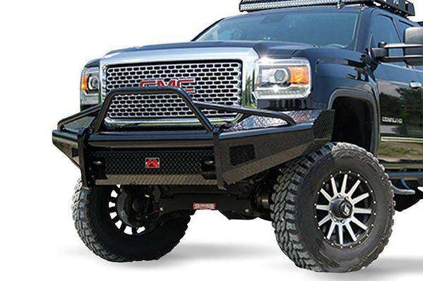 Fab Fours GM14-S3162-1 GMC Sierra 2500/3500 HD 2015-2019 Black Steel Front Bumper Pre-Runner Guard-BumperStock