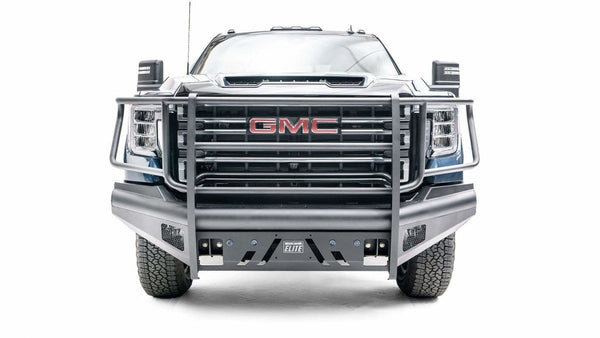 Fab Fours GM20-Q5060-1 GMC Sierra 2500/3500 HD 2020-2021 Black Steel Elite Front Bumper Full Guard-BumperStock