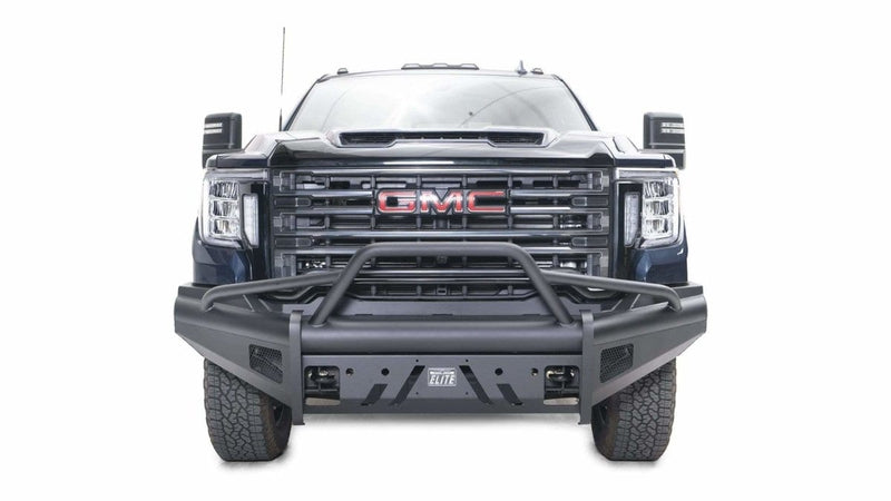 Fab Fours GM20-Q5062-1 GMC Sierra 2500/3500 HD 2020-2021 Black Steel Elite Front Bumper Pre-Runner Guard-BumperStock