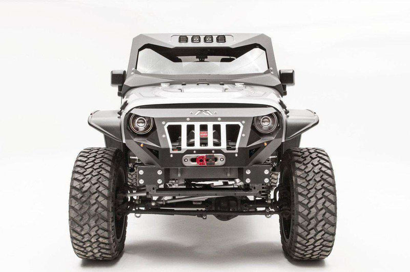 Fab Fours GR1000-1 Jeep Wrangler JK 2007-2018 Grumper Stubby Front Bumper-BumperStock