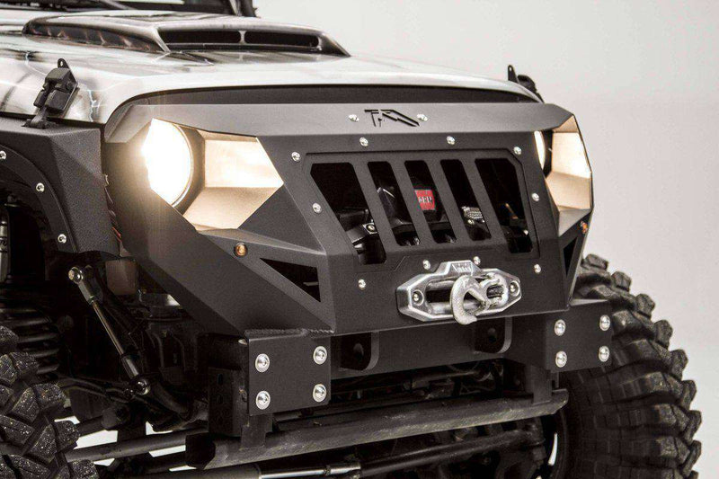 Fab Fours GR1000-1 Jeep Wrangler JK 2007-2018 Grumper Stubby Front Bumper-BumperStock