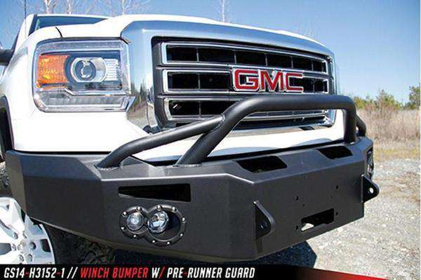 Fab Fours GS14-F3152-1 GMC Sierra 1500 2014-2015 Premium Front Bumper Sensor Winch Ready Pre-Runner Guard-BumperStock