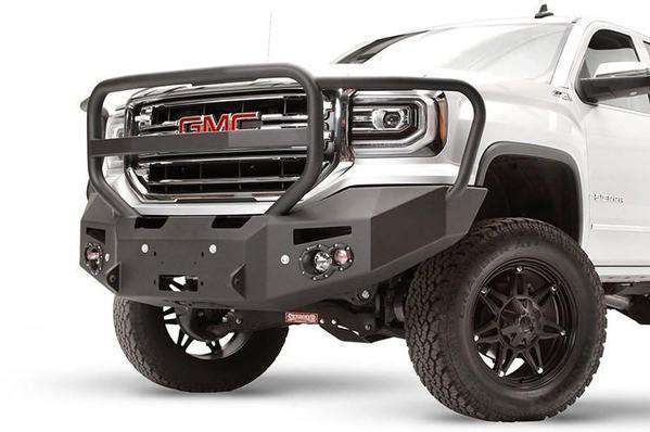 Fab Fours GS16-F3950-1 GMC Sierra 1500 2016-2018 Premium Front Bumper Sensor Winch Ready Full Guard-BumperStock