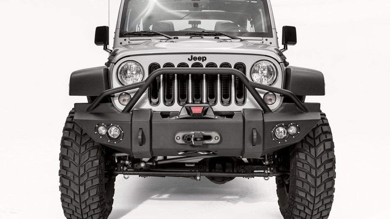 Fab Fours JK07-B1850-1 Jeep Wrangler JK 2007-2018 Lifestyle Front Winch Bumper Pre-Runner Guard - BumperStock