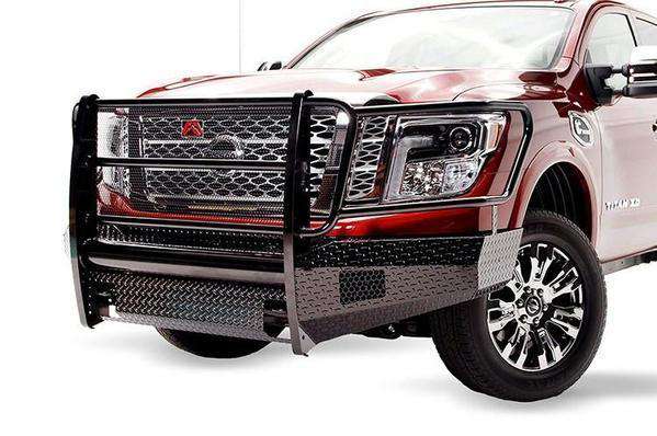 Fab Fours NT16-K3760-1 Nissan Titan XD 2016-2020 Black Steel Front Bumper Full Guard-BumperStock