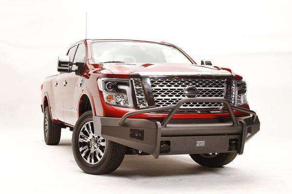 Fab Fours NT16-R3762-1 Nissan Titan XD 2016-2020 Black Steel Elite Front Bumper Pre-Runner Guard-BumperStock