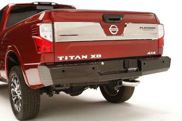 Fab Fours NT16-T3750-1 Nissan Titan XD 2016-2020 Black Steel Rear Bumper-BumperStock