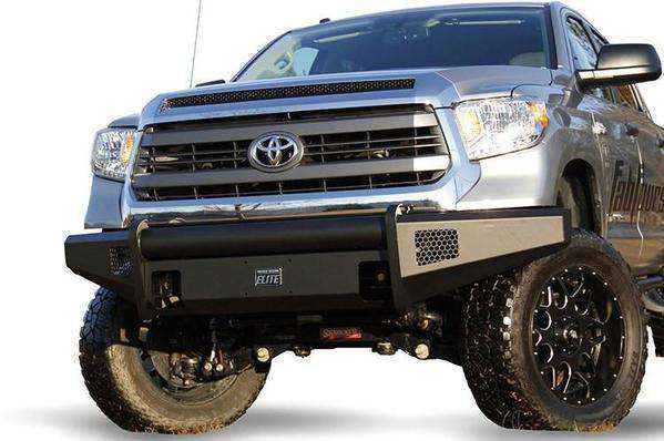 Fab Fours TT07-R1861-1 Toyota Tundra 2007-2013 Black Steel Elite Front Bumper No Guard-BumperStock