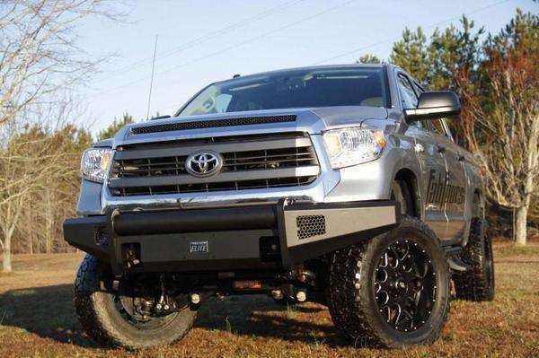 Fab Fours TT14-R2861-1 Toyota Tundra 2014-2021 Black Steel Elite Front Bumper No Guard-BumperStock