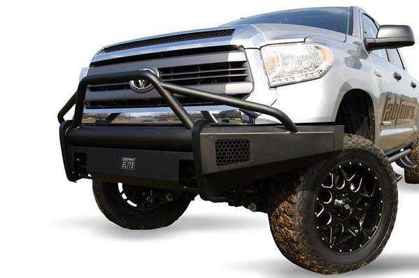 Fab Fours TT14-R2862-1 Toyota Tundra 2014-2021 Black Steel Elite Front Bumper Pre-Runner Guard-BumperStock