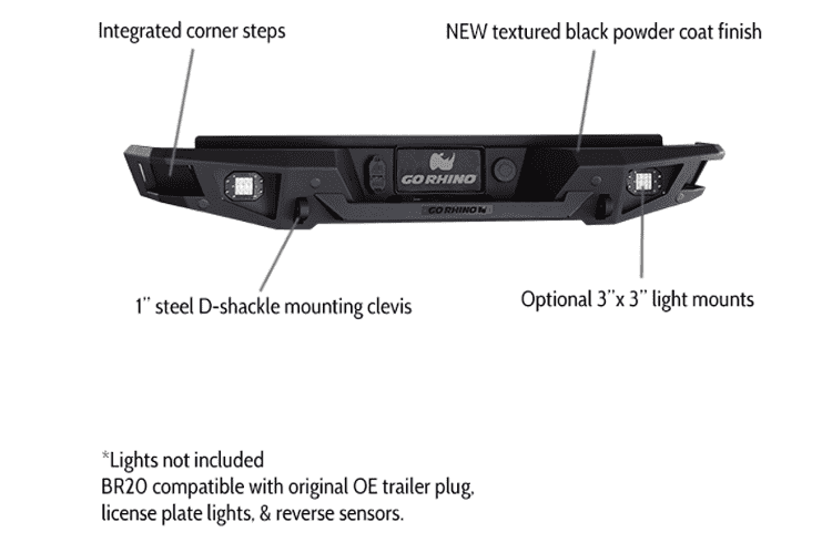 Go Rhino 28173T Chevy Silverado 2500/3500 2015-2019 BR20 Rear Bumper-BumperStock