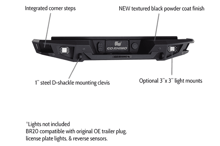 Go Rhino 28219T Dodge Ram 2500/3500 2010-2018 BR20 Rear Bumper-BumperStock