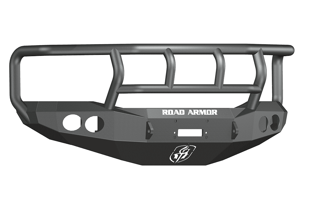 Road Armor 44072B 2006-2008 Dodge Ram 1500 Winch Front Bumper with Titan II Guard and Round Light Holes - Satin Black-BumperStock