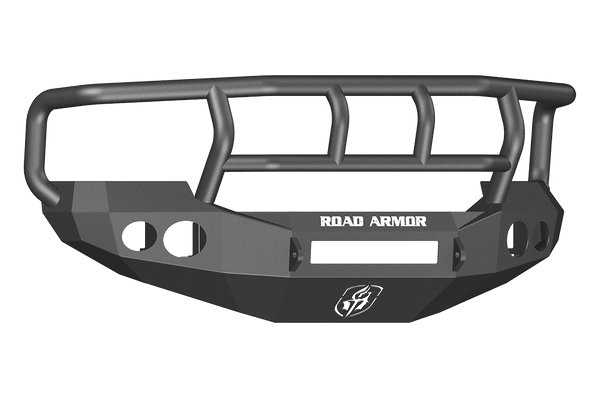 Road Armor 60502B-NW 2005-2007 Ford F250/F350/F450 / Excursion Non-Winch Front Bumper with Titan II Guard and Round Light Holes - Satin Black-BumperStock