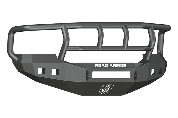 Road Armor 605R2B-NW 2005-2007 Ford F250/F350/F450 / Excursion Non-Winch Front Bumper with Titan II Guard and Square Light Holes - Satin Black-BumperStock