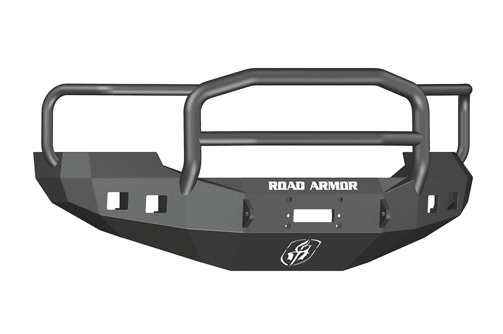 Road Armor 605R5B 2005-2007 Ford F250/F350/F450 / Excursion Winch Front Bumper with Lonestar Guard and Square Light Holes - Satin Black-BumperStock