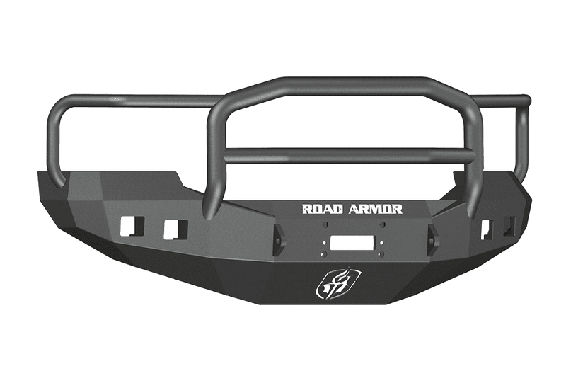 Road Armor 605R5B 2005-2007 Ford F250/F350/F450 / Excursion Winch Front Bumper with Lonestar Guard and Square Light Holes - Satin Black-BumperStock