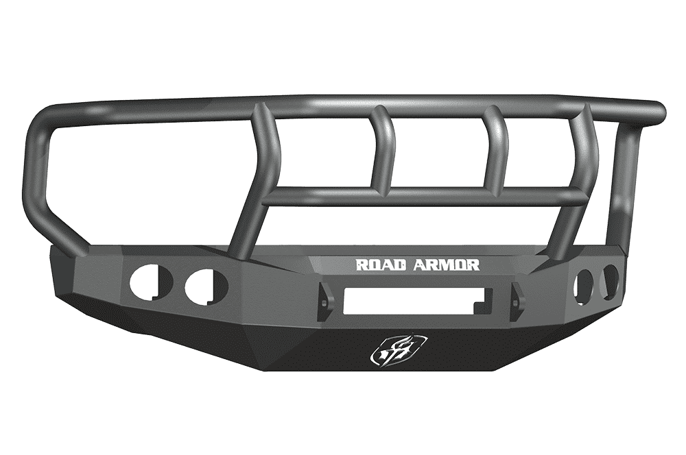 Road Armor 60802B-NW 2008-2010 Ford F250/F350/F450 Non-Winch Front Bumper with Titan II Guard and Round Light Holes - Satin Black-BumperStock