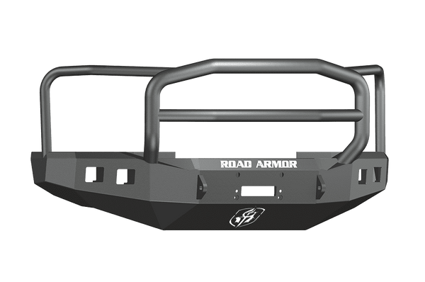 Road Armor 608R5B 2008-2010 Ford F250/F350/F450 Winch Front Bumper with Lonestar Guard and Square Light Holes - Satin Black-BumperStock