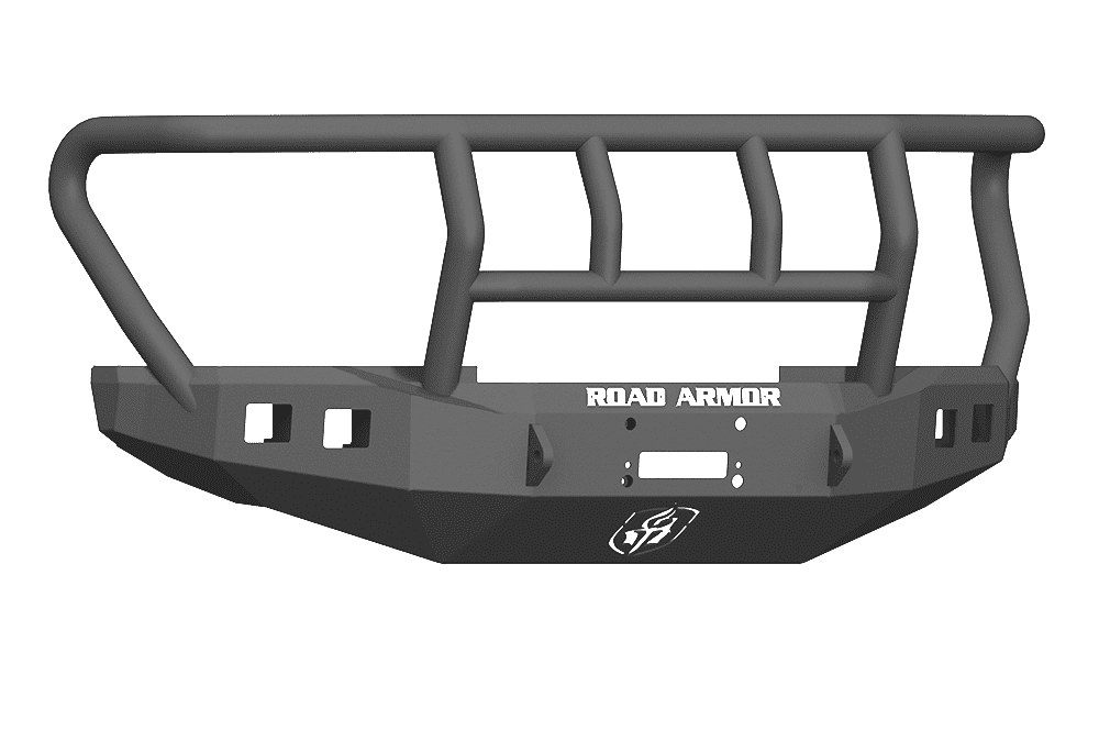 Road Armor 61742B 2017-2020 Ford F450/F550 Winch Front Bumper with Titan II Guard and Square Light Holes - Satin Black-BumperStock