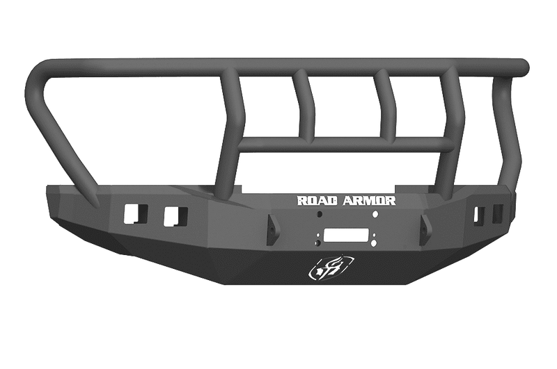 Road Armor 61742B 2017-2020 Ford F450/F550 Winch Front Bumper with Titan II Guard and Square Light Holes - Satin Black-BumperStock