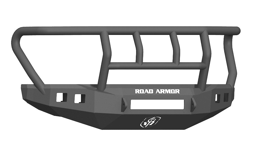 Road Armor 61742B-NW 2017-2020 Ford F450/F550 Non-Winch Front Bumper with Titan II Guard and Square Light Holes - Satin Black-BumperStock