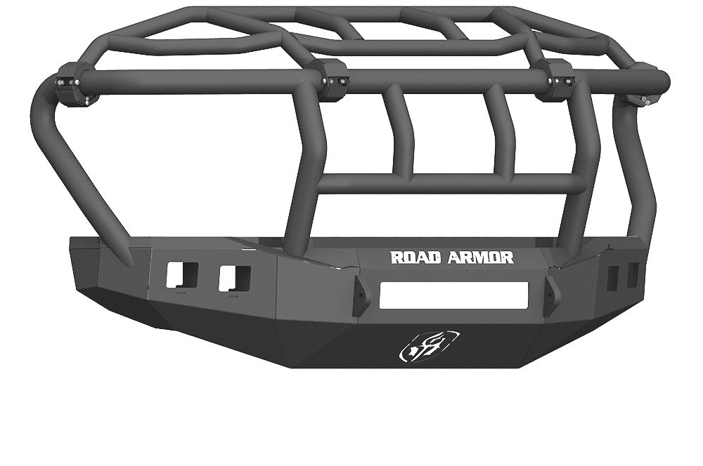 Road Armor 61743B-NW 2017-2020 Ford F450/F550 Non-Winch Front Bumper with Intimidator Guard and Square Light Holes - Satin Black-BumperStock