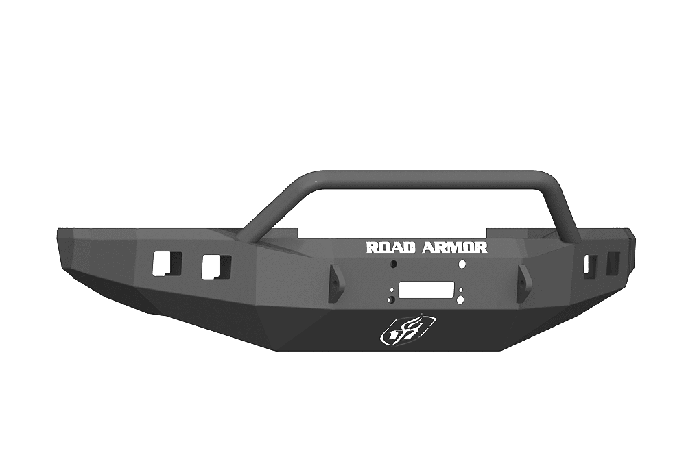 Road Armor 61744B 2017-2020 Ford F450/F550 Winch Front Bumper with Pre-Runner Guard and Square Light Holes - Satin Black-BumperStock