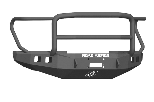 Road Armor 61745B 2017-2020 Ford F450/F550 Winch Front Bumper with Lonestar Guard and Square Light Holes - Satin Black-BumperStock