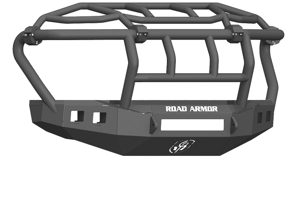 Road Armor 617F3B-NW 2017-2020 Ford F250/F350 Non-Winch Front Bumper with Intimidator Guard and Square Light Holes - Satin Black-BumperStock