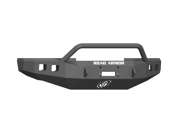 Road Armor 617F4B 2017-2020 Ford F250/F350 Winch Front Bumper with Pre-Runner Guard and Square Light Holes - Satin Black-BumperStock