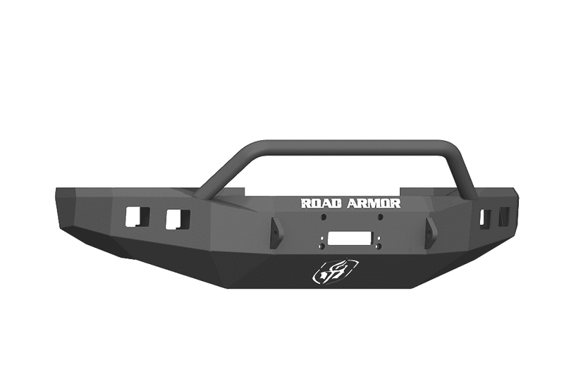 Road Armor 617F4B 2017-2020 Ford F250/F350 Winch Front Bumper with Pre-Runner Guard and Square Light Holes - Satin Black-BumperStock