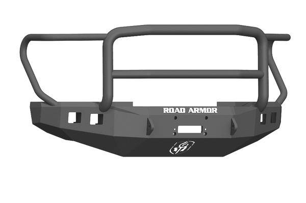 Road Armor 617F5B 2017-2020 Ford F250/F350 Winch Front Bumper with Lonestar Guard and Square Light Holes - Satin Black-BumperStock