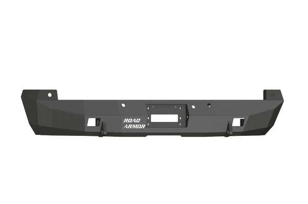 Road Armor 618S0B 2008-2016 Ford F250/F350/F450 Winch Rear Bumper with Sensor Guard and Rectangle Light Holes - Satin Black-BumperStock