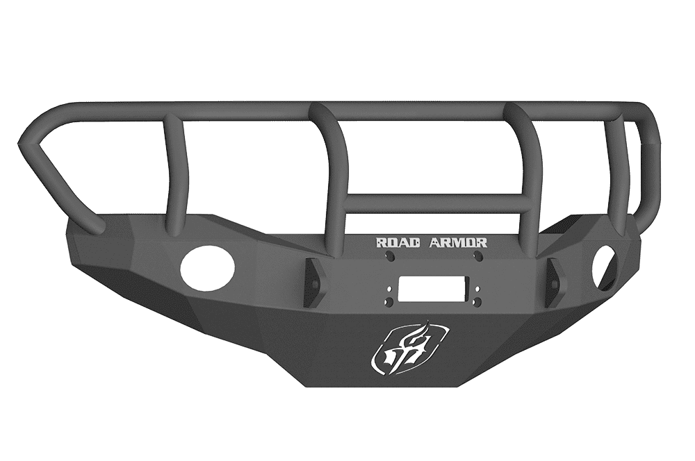 Road Armor FJ801B 2006-2014 Toyota FJ Cruiser Winch Front Bumper with Titan II Guard and Round Light Holes - Satin Black-BumperStock