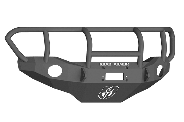 Road Armor FJ801B 2006-2014 Toyota FJ Cruiser Winch Front Bumper with Titan II Guard and Round Light Holes - Satin Black-BumperStock