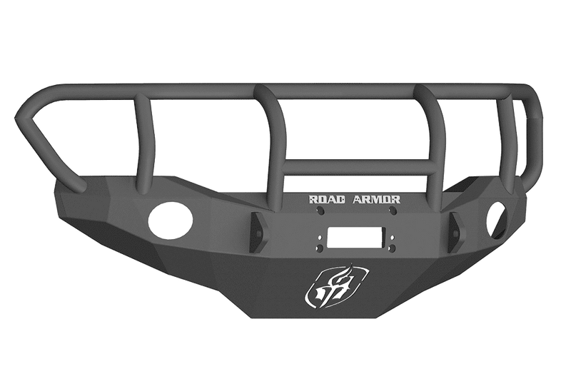 Road Armor FJ801B 2006-2014 Toyota FJ Cruiser Winch Front Bumper with Titan II Guard and Round Light Holes - Satin Black-BumperStock